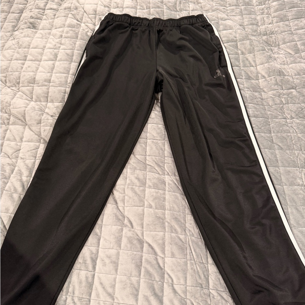 Adidas Black Track Pants with White Side Stripe